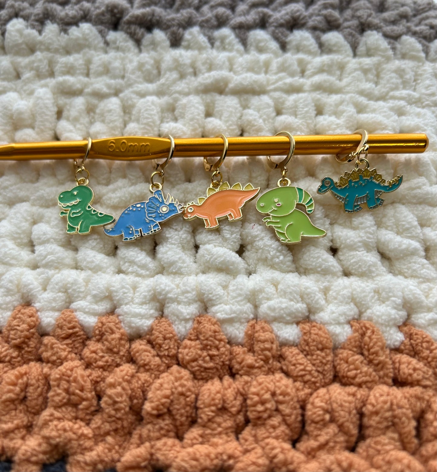 Dino Stitch Markers 5pk